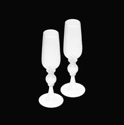 Blown Glass Champagne Flute Set