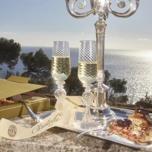 Blown Glass Champagne Flute Set