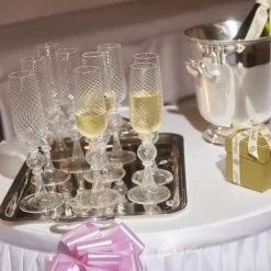 Blown Glass Champagne Flute Set