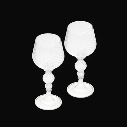 Blown Glass White Wine Glass Set