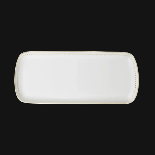 Gold Finish Porcelain Cake Platter - 15 x 6 in