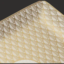 Gold Finish Porcelain Rectangular Tray - 7 x 6 in