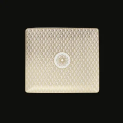 Gold Finish Porcelain Rectangular Tray - 7 x 6 in