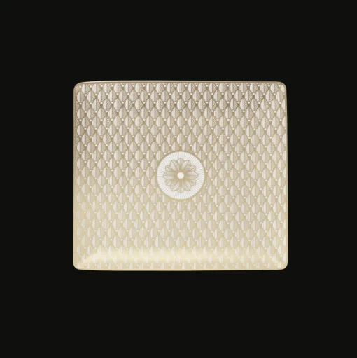 Gold Finish Porcelain Rectangular Tray - 7 x 6 in
