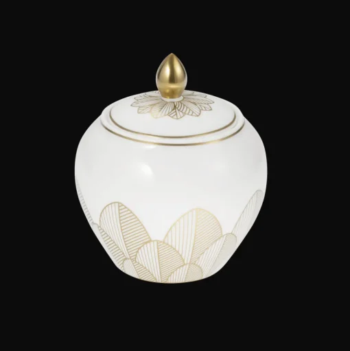 Gold Finish Porcelain Sugar Bowl