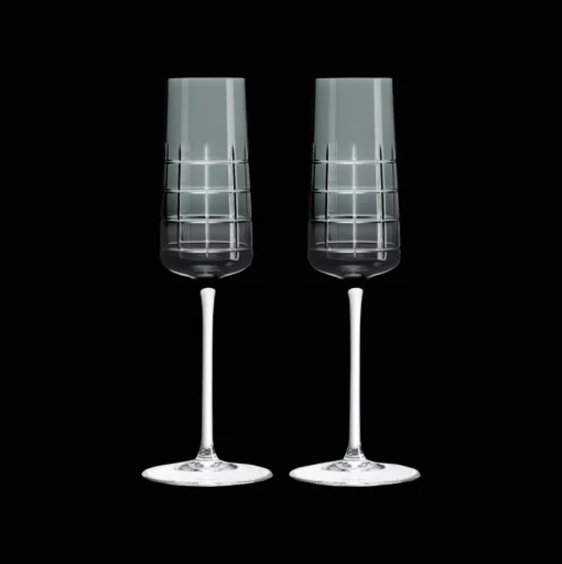 Grey Crystal Flutes - Set of Two