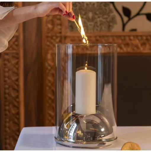 Large Stainless Steel Hurricane Candle Holder