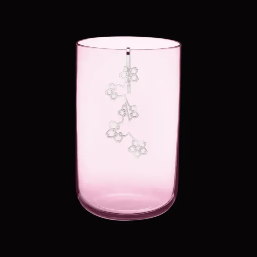 Medium Pink Glass Vase With Silver-Plated Ornament