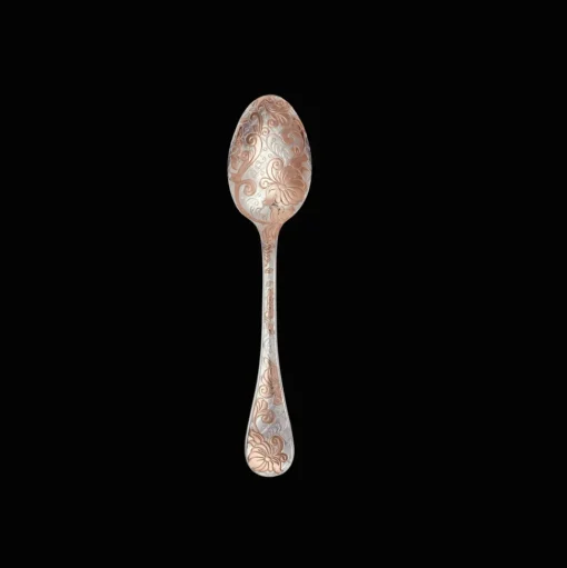 Partially Gilded Rose Gold Dessert Spoon