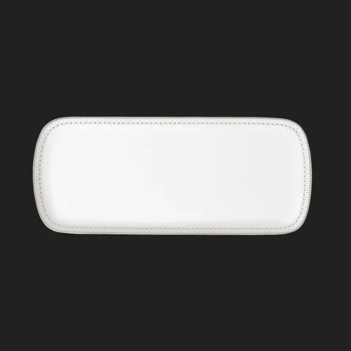Platinum Finish Porcelain Cake Platter - 15 x 6 in