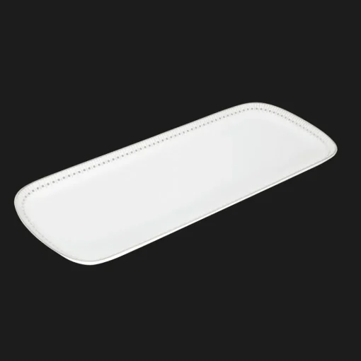 Platinum Finish Porcelain Cake Platter - 15 x 6 in