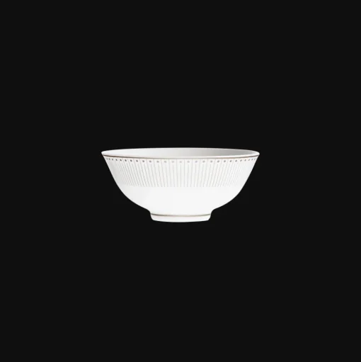 Porcelain Chinese Rice Bowl Platinum Finish