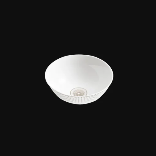 Porcelain Chinese Rice Bowl Platinum Finish