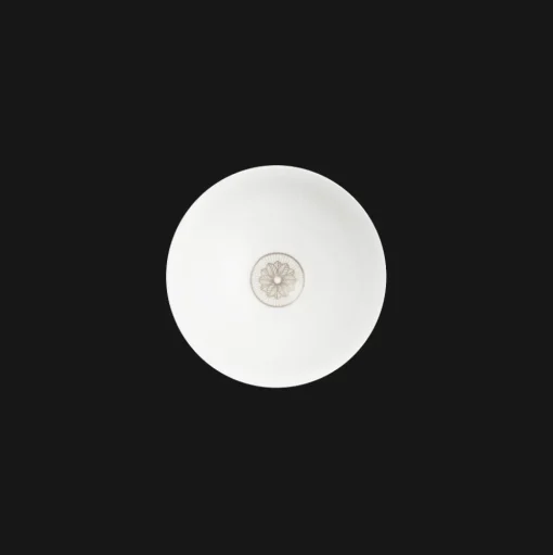 Porcelain Chinese Rice Bowl Platinum Finish