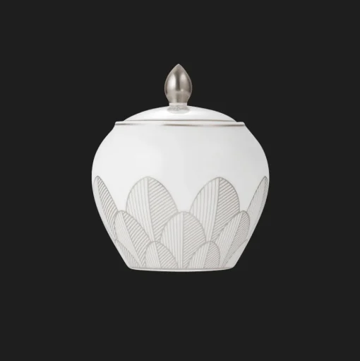Porcelain Covered Sugar Bowl 30cl Platinum Finish