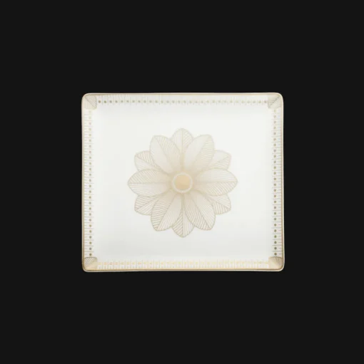 Rectangular Porcelain Tray Gold Finish - 22 x 20 cm
