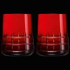 Red Crystal Water Glasses - Set of Two