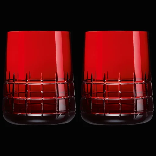 Red Crystal Water Glasses - Set of Two