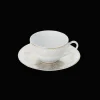 Set of 2 Porcelain Tea Cup and Saucers Gold Finish