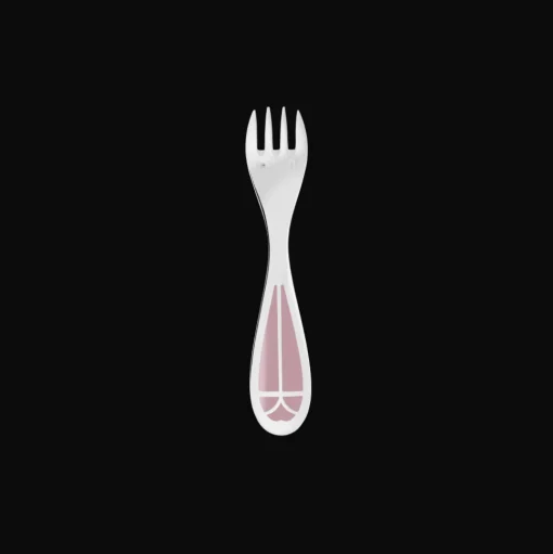 Silver-Plated Baby Spoon & Fork Set - Rose Quartz