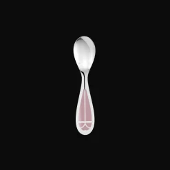 Silver-Plated Baby Spoon & Fork Set - Rose Quartz
