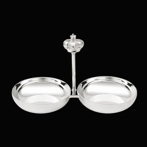 Silver-Plated Double Dog & Cat Bowl
