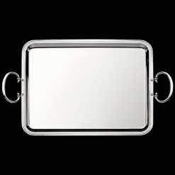 Silver-Plated Rectangular Serving Tray with Handles - 17 in x 12 in