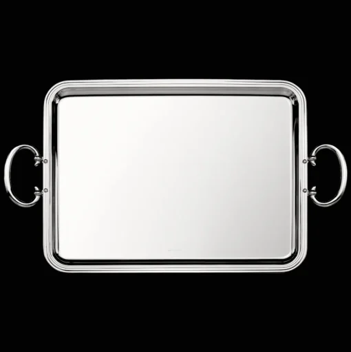 Silver-Plated Rectangular Serving Tray with Handles - 17 in x 12 in