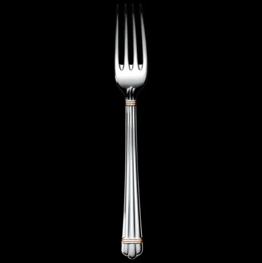 Silver-Plated Standard Dinner Fork with Gold Ring
