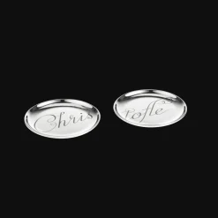 Two Porcelain Coasters Platinum Finish