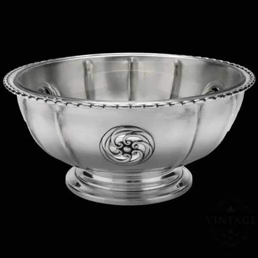 Vintage Silvered Crystal Interior Salad Bowl