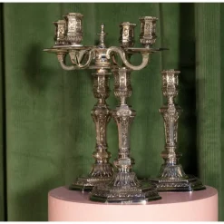 Vintage Silvered Four Lights Candelabra