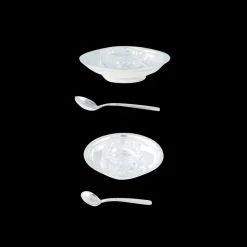 Vintage Silvered Set of 2 Saltbowls Simple and their Salt Spoon