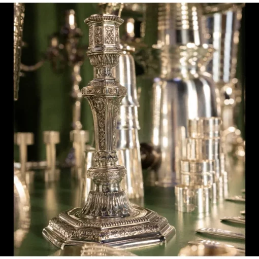 Vintage Silvered Single Light Candlestick