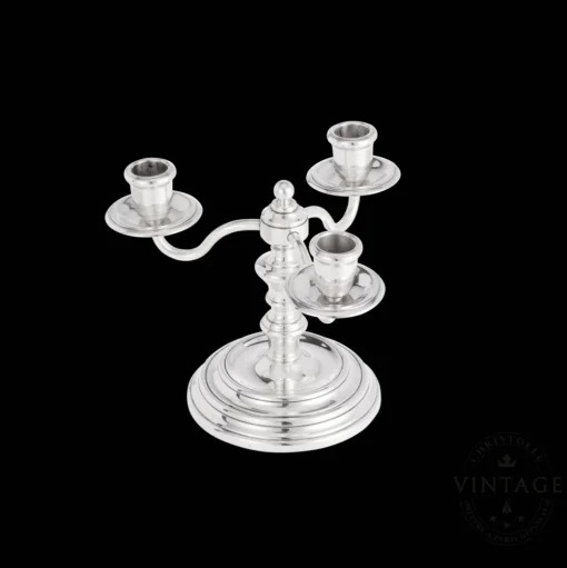 Vintage Silvered Three Light Candelabra
